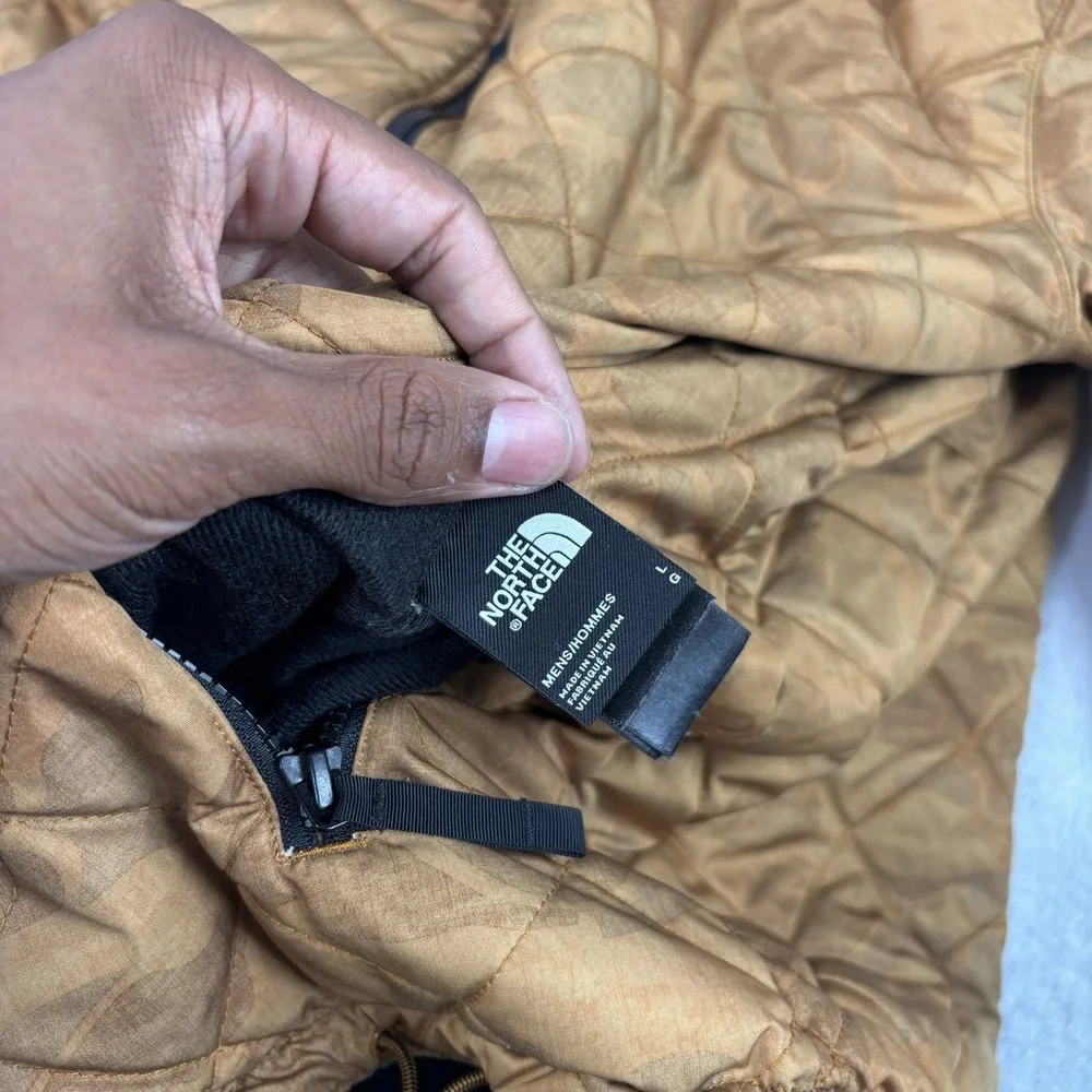 North Face Jester Reversible Quilted Brown Black Long Sleeve Full Zip Jacket LG